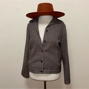 Vintage 1970s Pendleton 100% Virgin Wool Gray Brown Herringbone Jacket